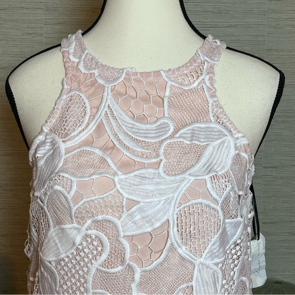 Revolve Lovers + Friends NWT Caspian Lace Dress Size S Cream Pink Racerback - Picture 2 of 9